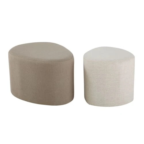 Maisons Du Monde Poufs Gris Clair Et Blanc (x2) 1 Maisons Du Monde Poufs Gris Clair Et Blanc (x2)