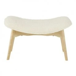 Fauteuils, poufs et repose-pieds Soldes 18 Maisons Du Monde Repose-pieds à Bouclettes Blanches Et Bouleau Massif