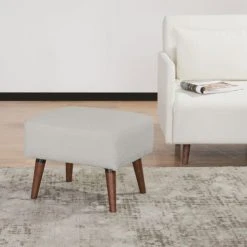 Drawer Repose-pieds En Tissu Bouclette Pieds Bois Foncé Gris Clair -Fauteuils, poufs et repose-pieds Soldes repose pieds en tissu bouclette pieds bois fonce gris clair 5