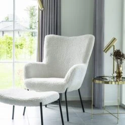 House Nordic Repose-pieds En Tissu Bouclette Sable -Fauteuils, poufs et repose-pieds Soldes repose pieds en tissu bouclette sable 5