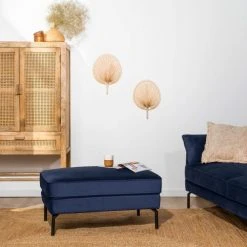 Fauteuils, poufs et repose-pieds Soldes -Fauteuils, poufs et repose-pieds Soldes repose pieds en velours bleu marine 1