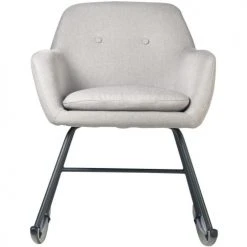 ATHM DESIGN Fauteuils Rocking Chair Assise Tissu Gris Clair Pieds Métal Noir -Fauteuils, poufs et repose-pieds Soldes rocking chair assise tissu gris clair pieds metal noir 4