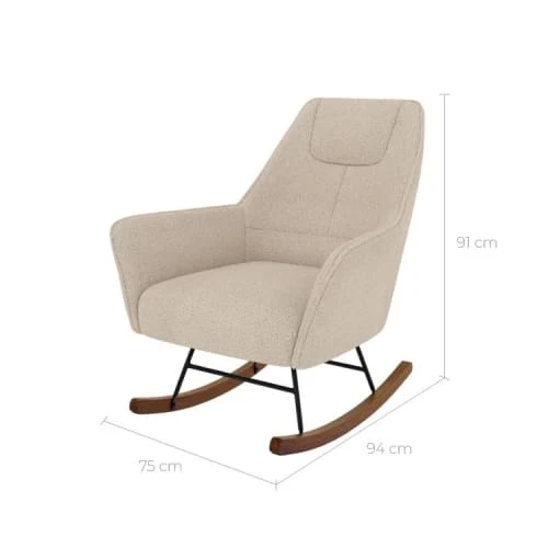 Rendez Vous Déco Fauteuils Rocking-chair Beige Effet Laine Bouclette En Tissu 3 Rendez Vous Déco Fauteuils Rocking-chair Beige Effet Laine Bouclette En Tissu – Image 3