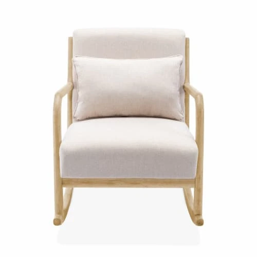 Alice's Garden Fauteuils Rocking Chair Design Tissu Beige Et Bois - Lorens Rocking 4 Alice's Garden Fauteuils Rocking Chair Design Tissu Beige Et Bois - Lorens Rocking – Image 4