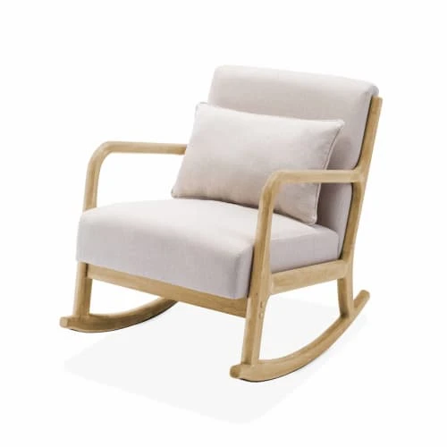 Alice's Garden Fauteuils Rocking Chair Design Tissu Beige Et Bois - Lorens Rocking 1 Alice's Garden Fauteuils Rocking Chair Design Tissu Beige Et Bois - Lorens Rocking