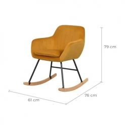 Rendez Vous Déco Fauteuils Rocking-chair En Velours Jaune -Fauteuils, poufs et repose-pieds Soldes rocking chair en velours jaune 2