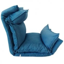 Mobili Rebecca Fauteuils Siège De Sol Rembourré En Métal Et Polyester Bleu Foncé -Fauteuils, poufs et repose-pieds Soldes siege de sol rembourre en metal et polyester bleu fonce 2